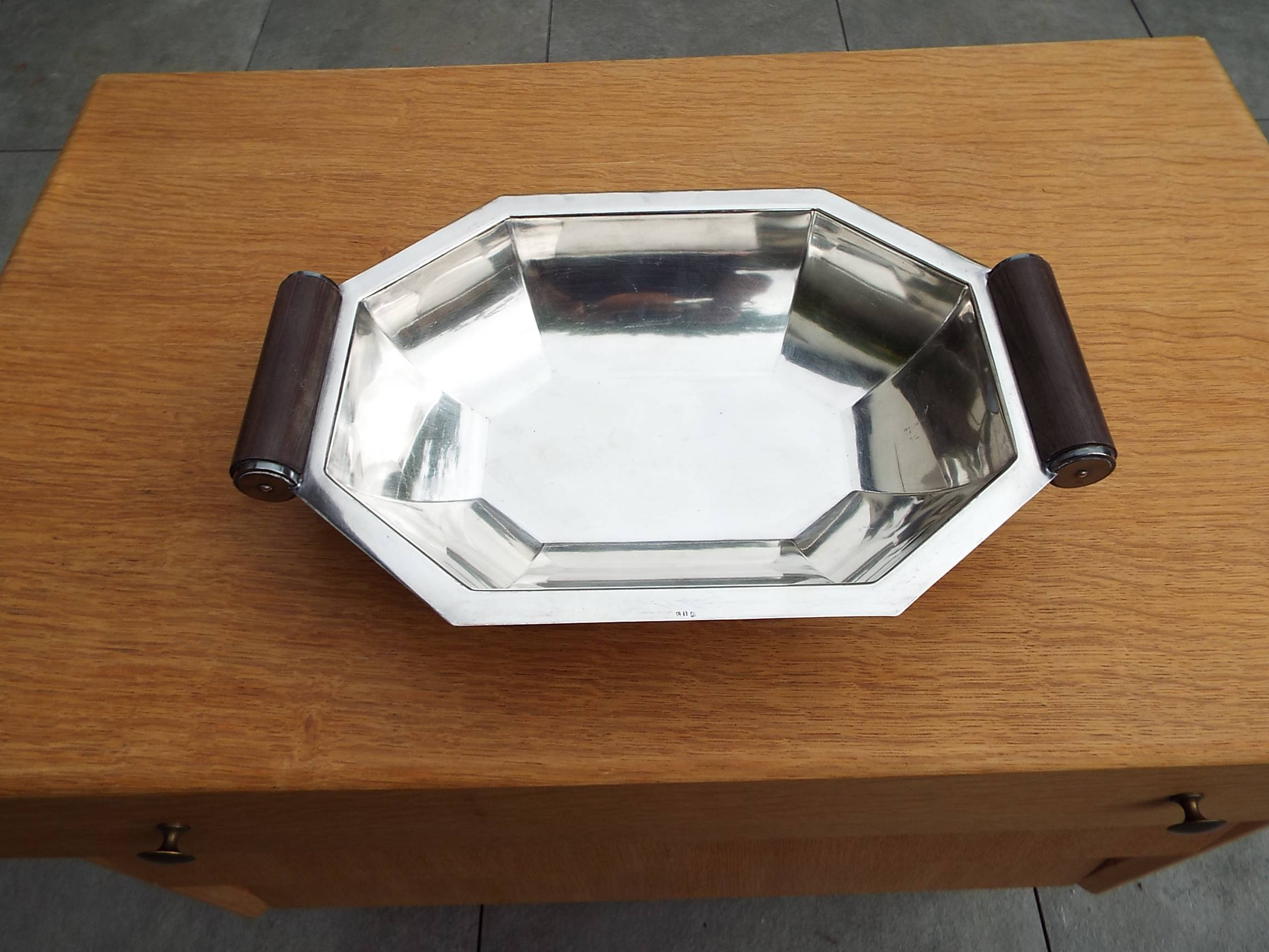 Art deco style stainless steel dish
