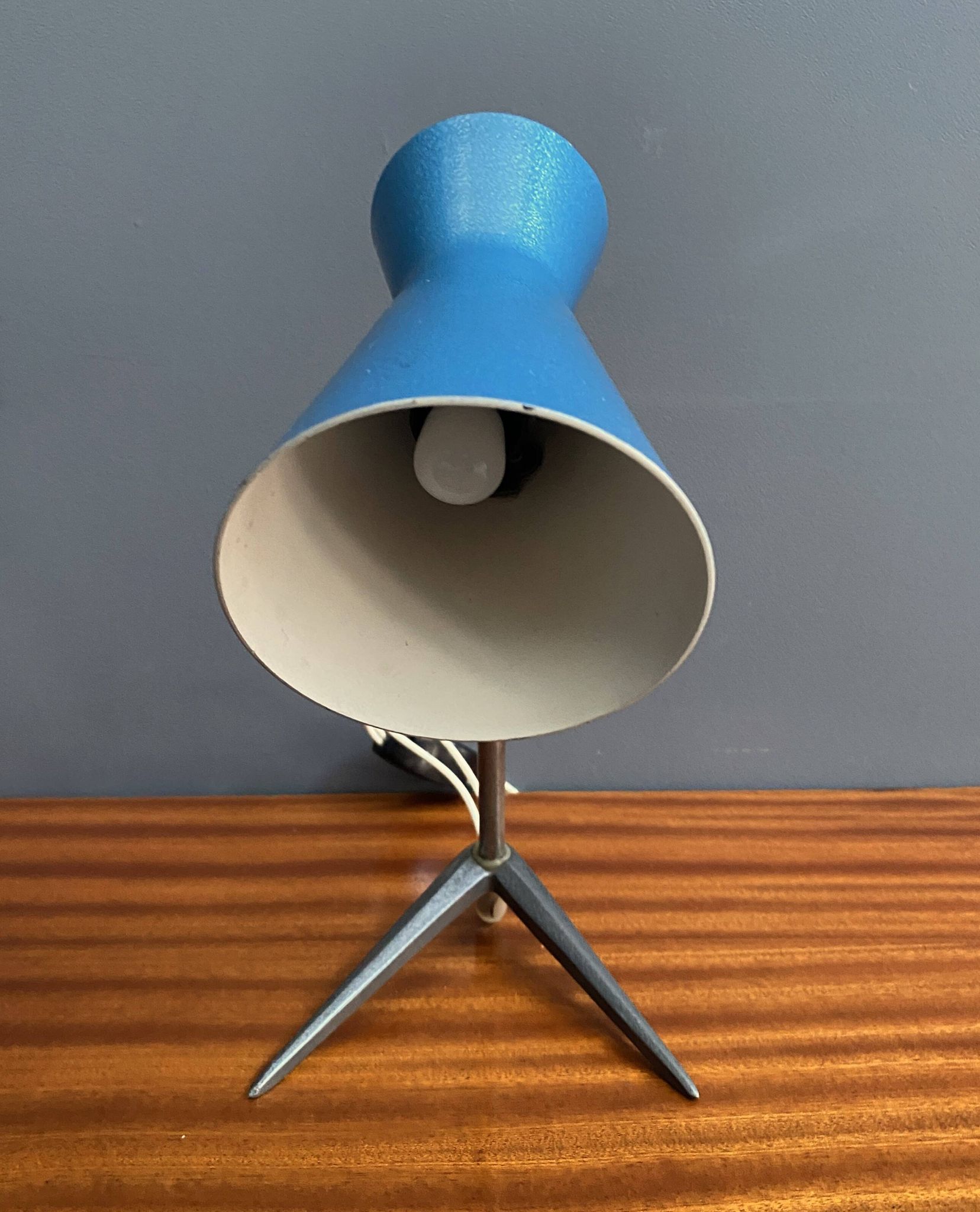 Blue metal desk lamp 1960s
