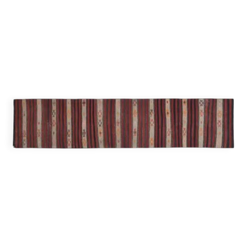 Turkish Vintage Kilim Oushak Handmade Woven Wool Runner Rug 73x350