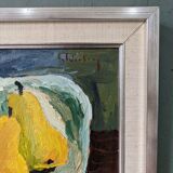 Mid-Century Modern Swedish "Luminous Pears" by Eric Cederberg, Framed Still Life Oil Painting
