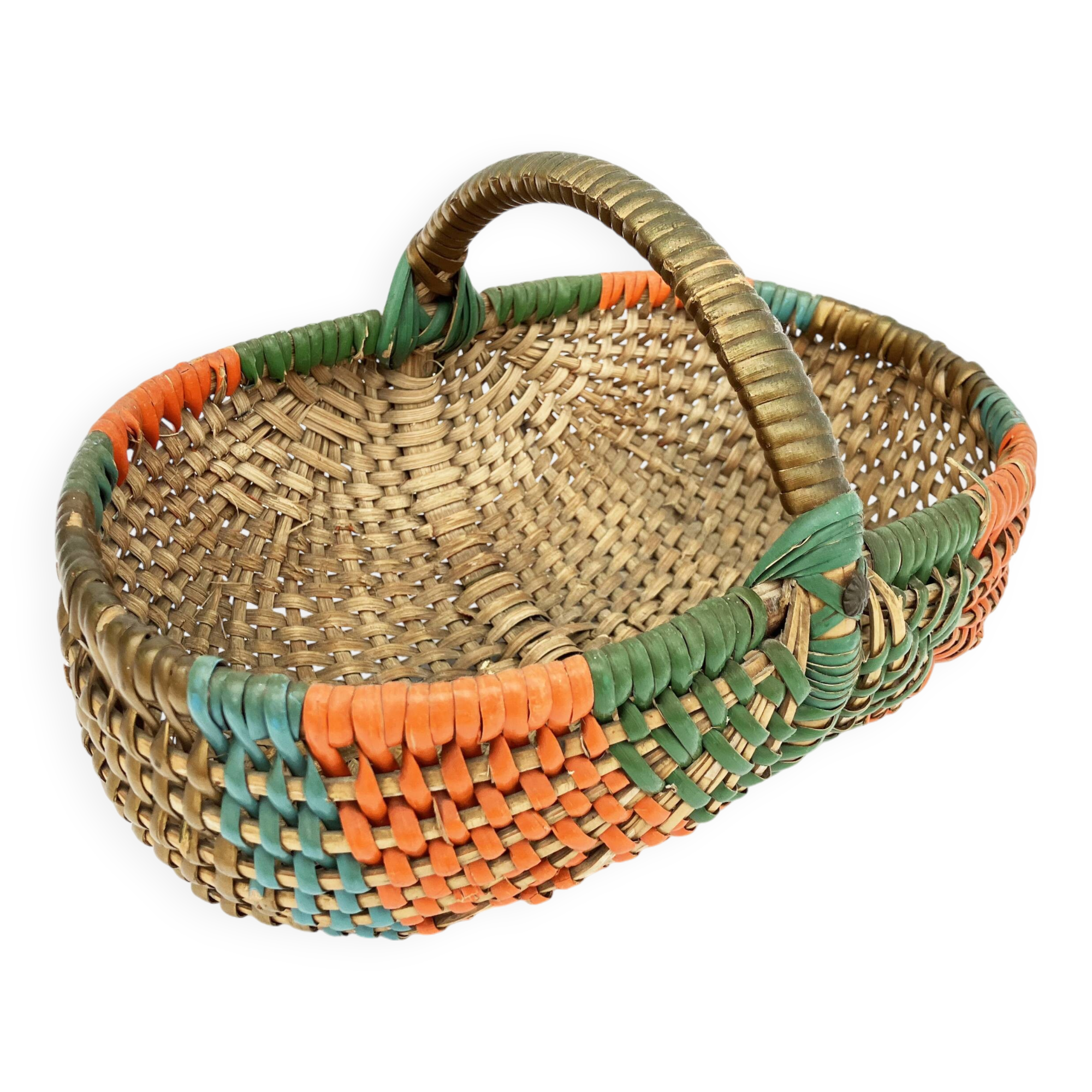 Rattan blade basket, circa 50-70