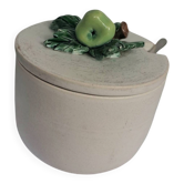 Covered pot / Vintage sugar bowl in ceramic, Keramos Sèvres 1960