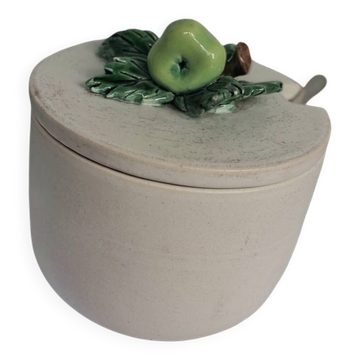 Covered pot / Vintage sugar bowl in ceramic, Keramos Sèvres 1960