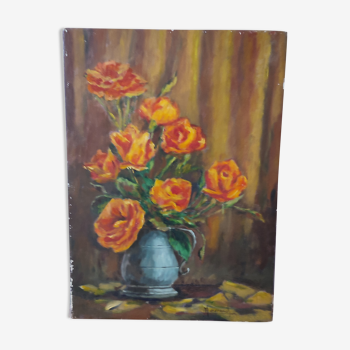 Oil painting on canvas bouquet of flowers