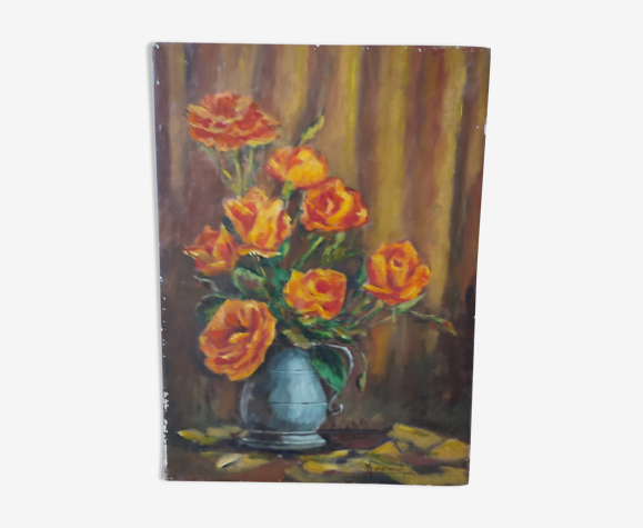 Peinture à l'huile sur toile bouquet de fleurs