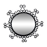 Vintage 1950s round metal mirror in the style of Chaty