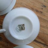 Set of 7 Limoges porcelain cups and saucers