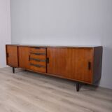 Vintage 1960s Italian-design wood and glass sideboard