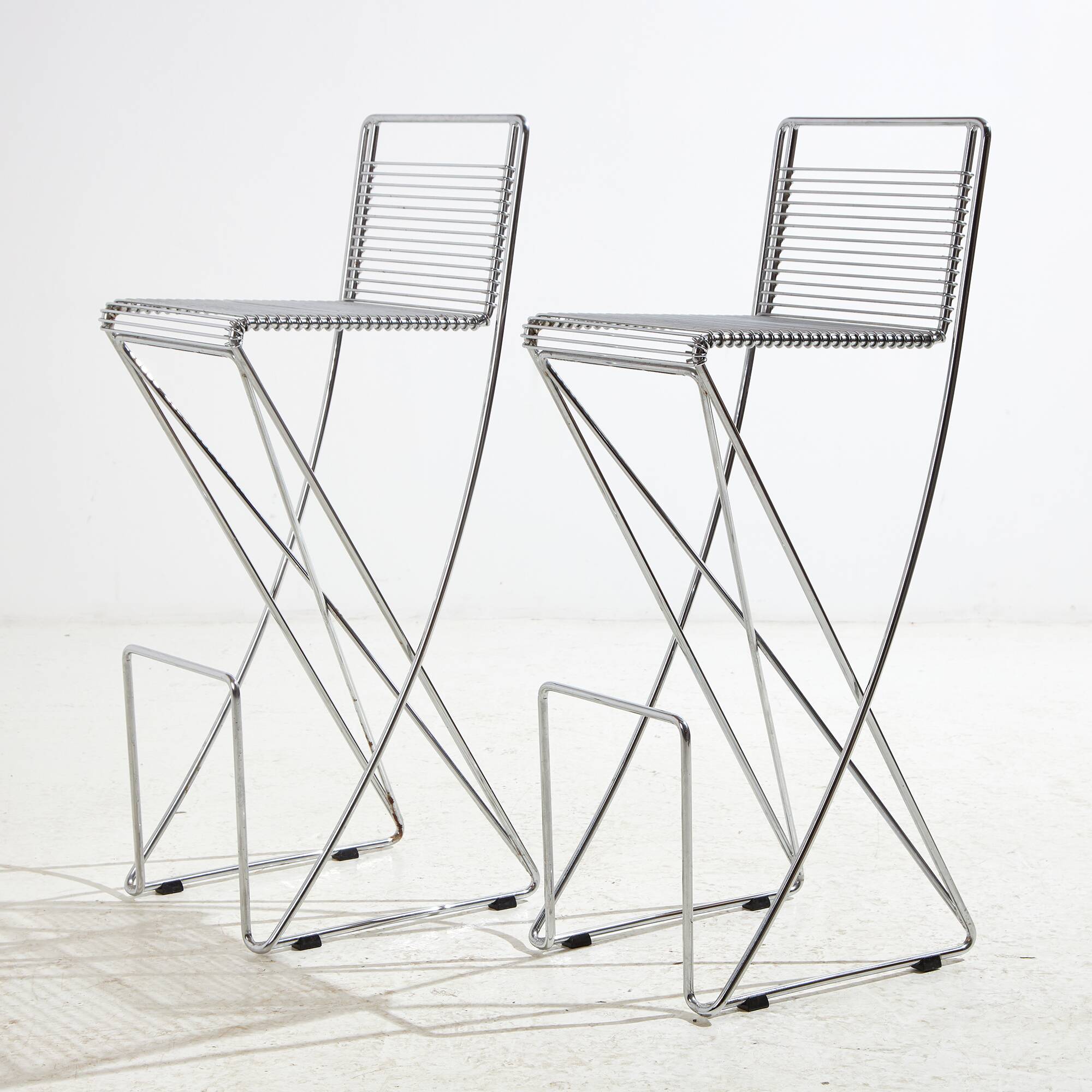 Kreuzschwinger steel bar stool by till behrens for schlubach, set of 2 (mk10476)