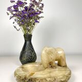 Hand carved alabaster elephant ashtray