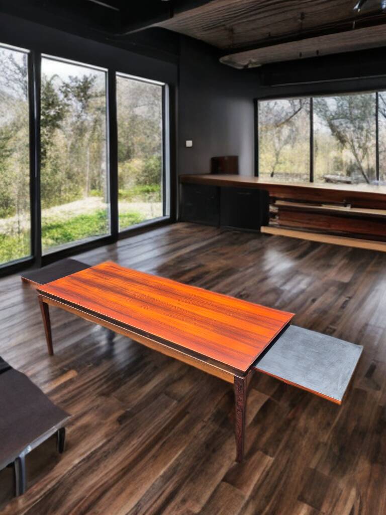 Extendable coffee table in rosewood, Danish vintage 1960s