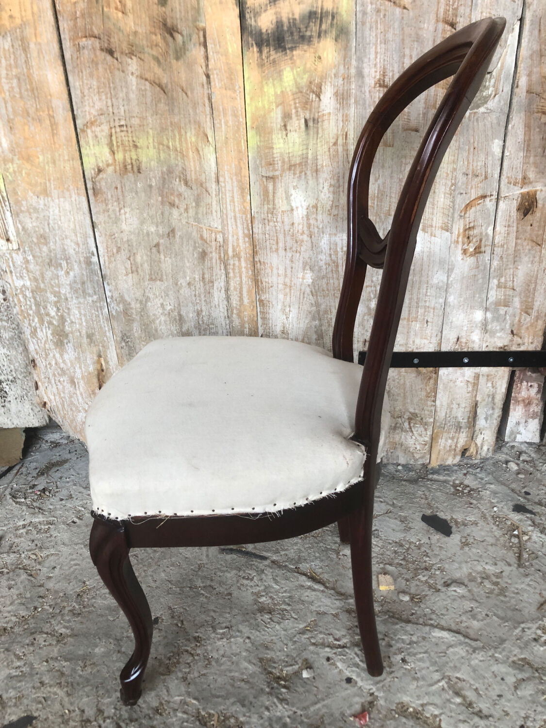 Louis XV style chair in cherry wood and fabric