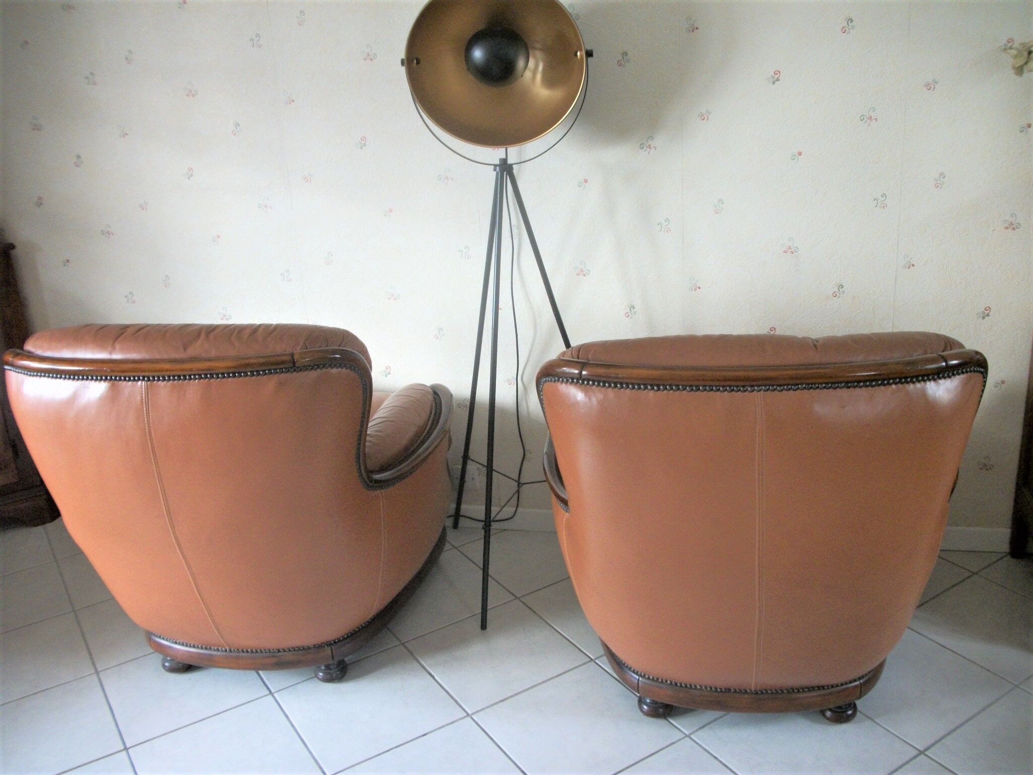Pair of leather armchairs
