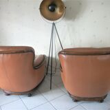 Pair of leather armchairs