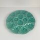 Large oyster plate Gien, slipware, turquoise, 1960-70