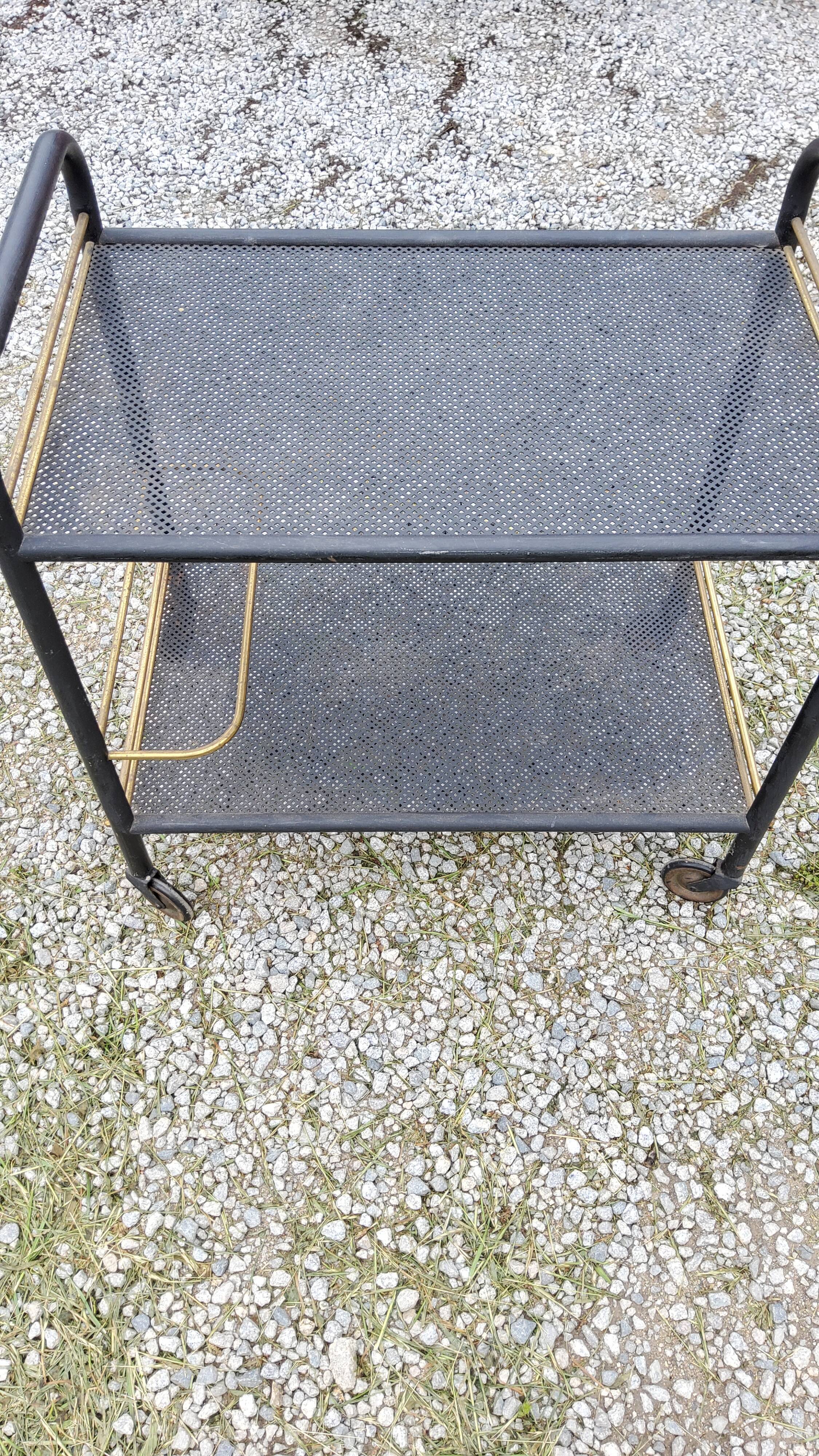 Rolling service bar of the 50s in rigitulle and brass
