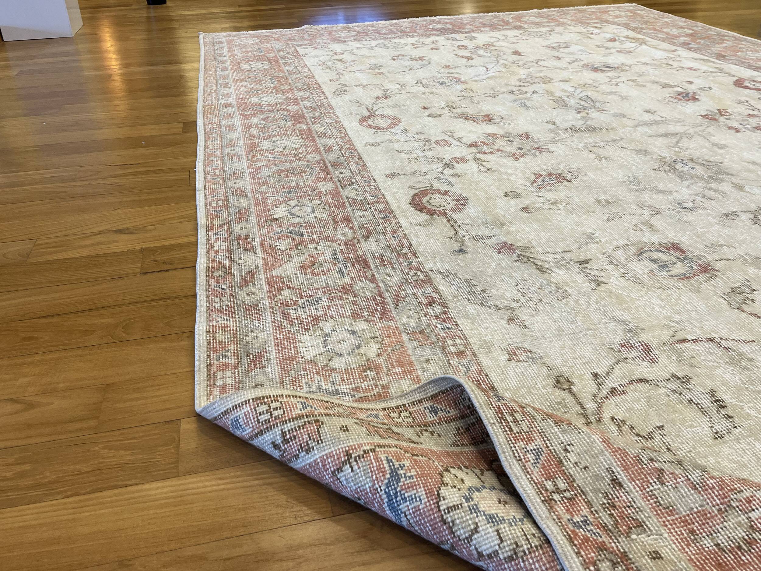 Vintage Large Pastel Carpet with Flowers