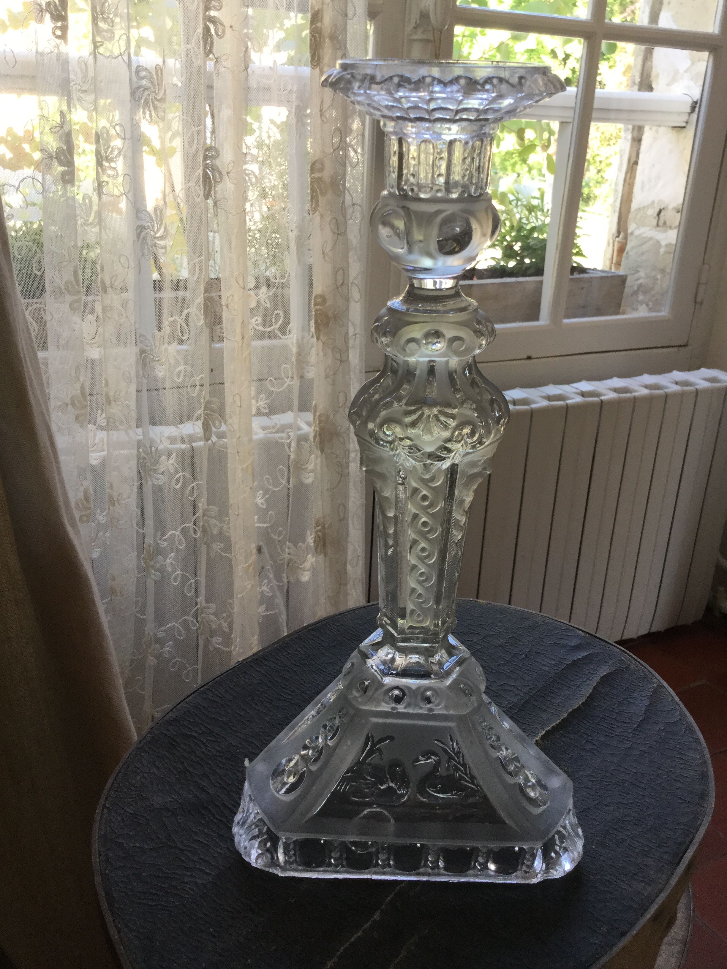 Old glass candlestick