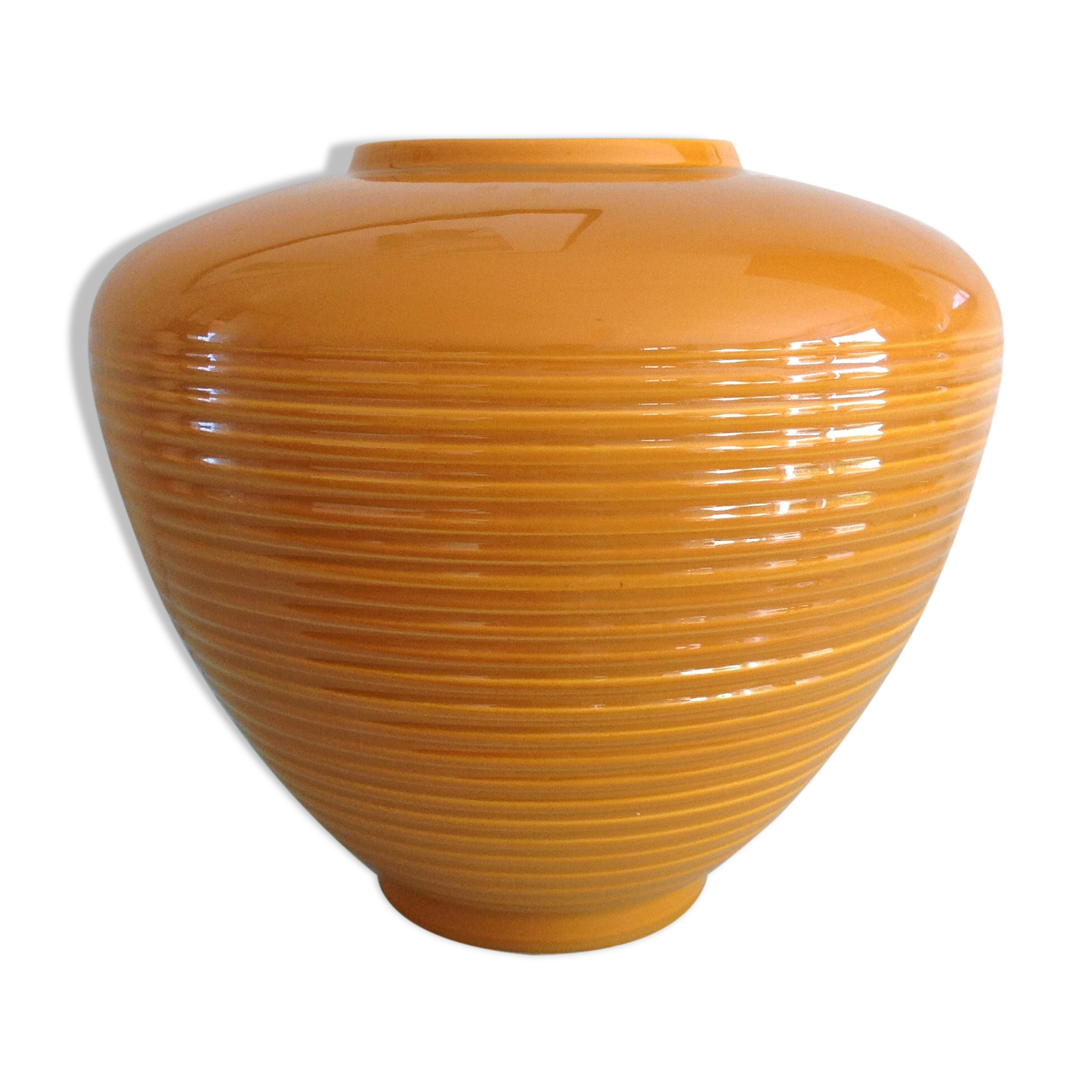 Mustard yellow vase of St Clement ceramics