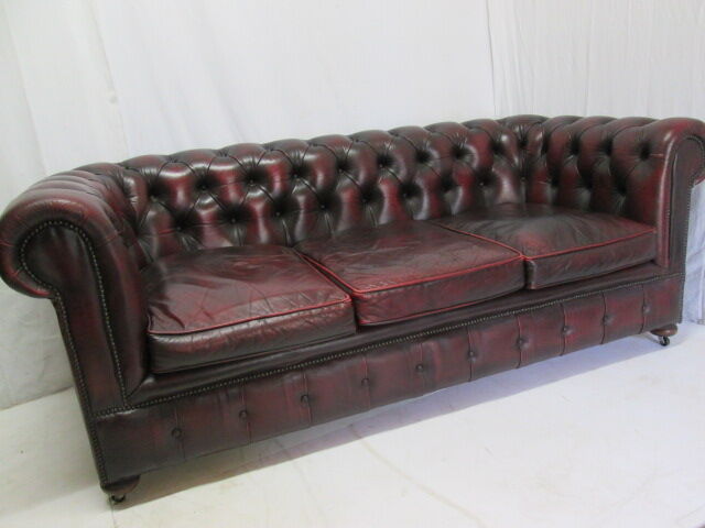 Sofa english chesterfield 3 places leather