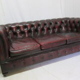 Sofa english chesterfield 3 places leather
