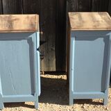 Pair of walnut bedsides from the 1950s patinated in lectoure blue