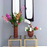 Pair of vintage ebonized wood wall mirrors, italy 1950