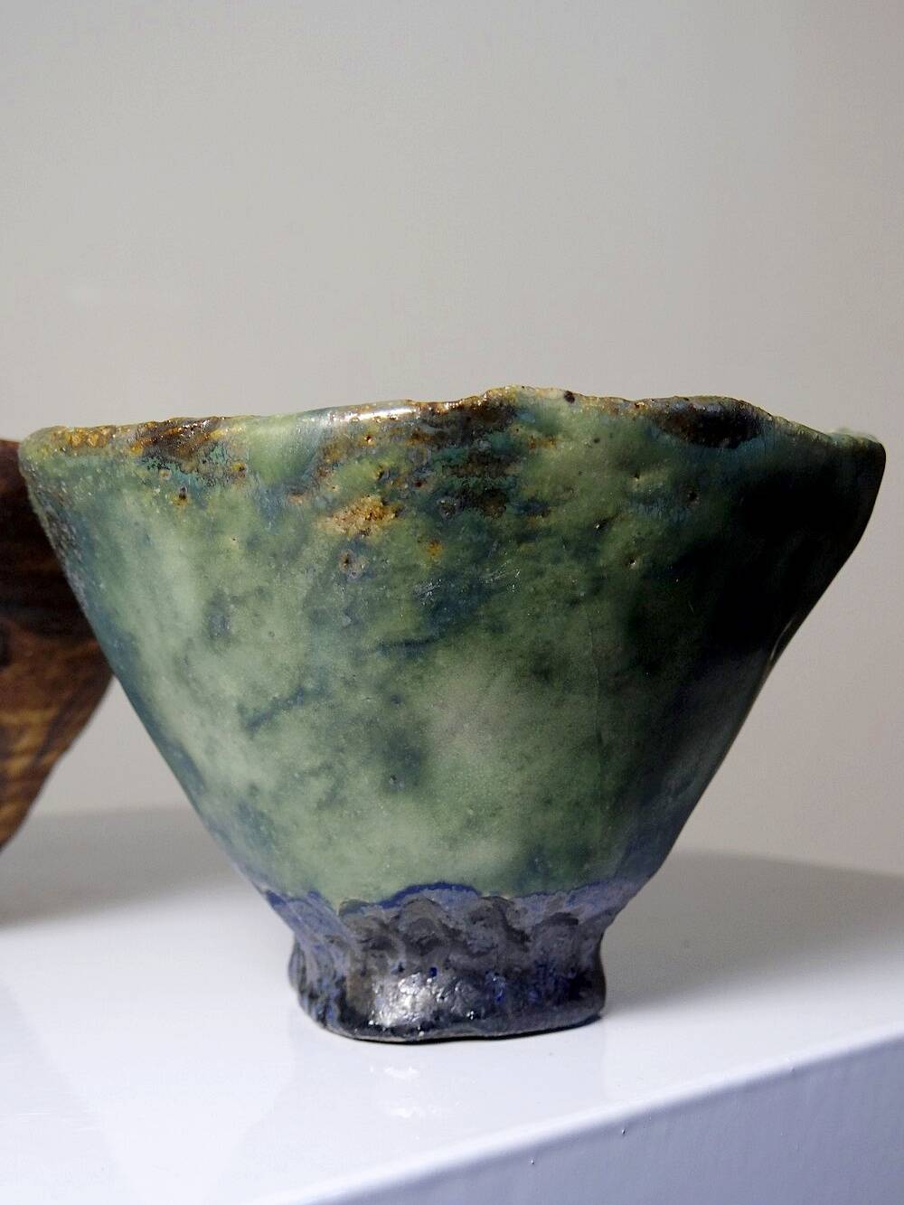 Pair of mismatched vintage "Wabi-Sabi" handcrafted ceramic/stoneware bowls