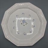 Plat octogonal rose pâle décor floral de Niderviller - ∅ 32cm