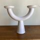 Brutalist candle holder made of white chamotte clay, 1980.