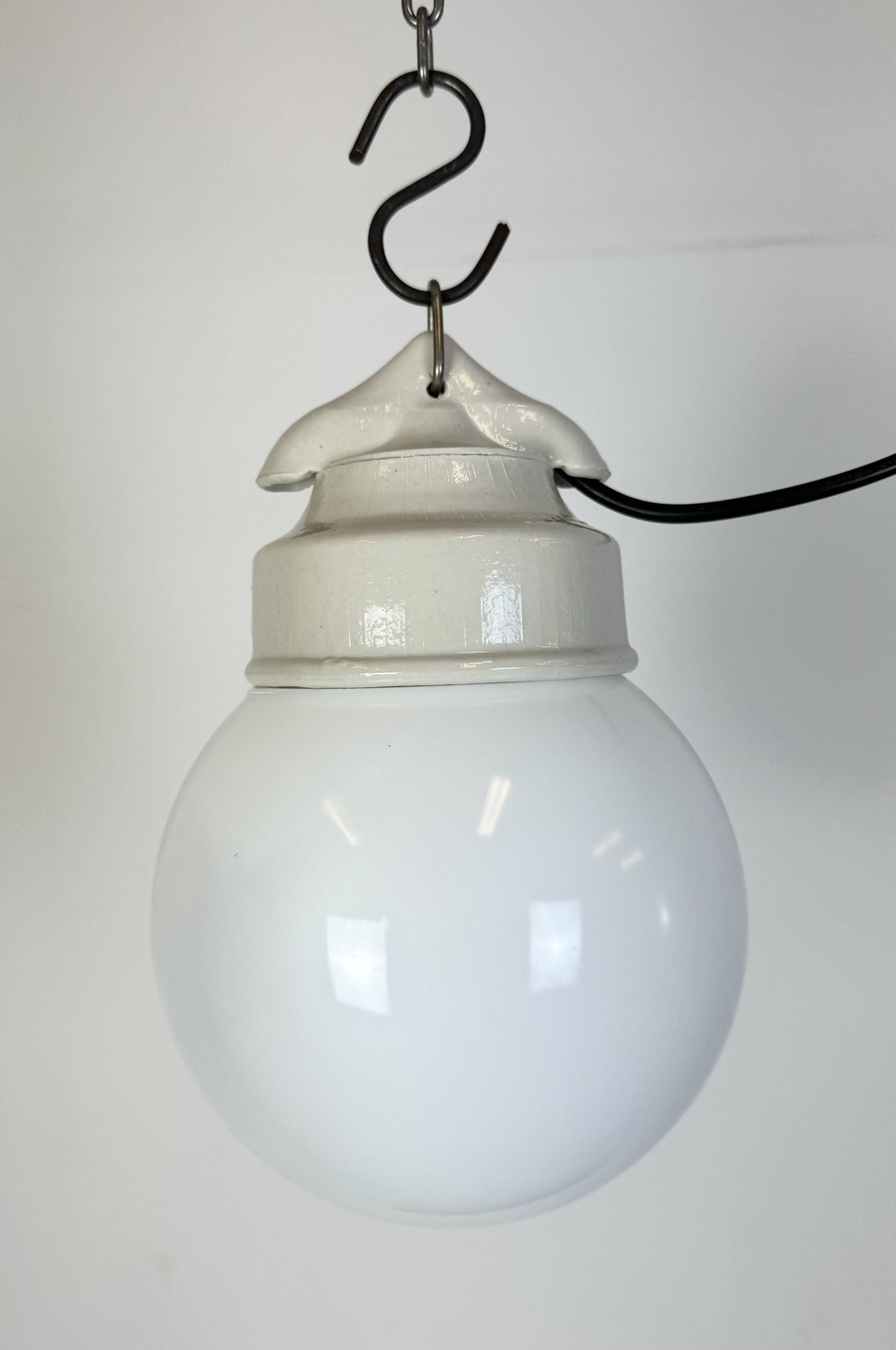 Vintage White Porcelain Pendant Light, 1970s