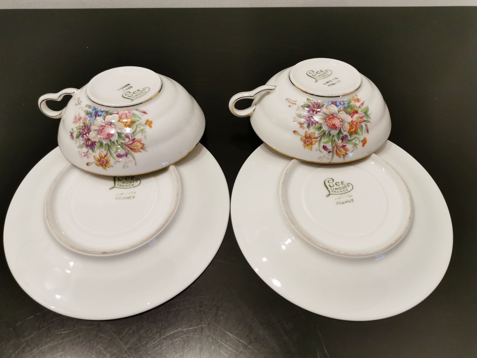 Duo service à thé porcelaine de Limoges estampillé Luce