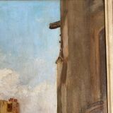 Old painting, landscape signed Lemoine, dated 1951