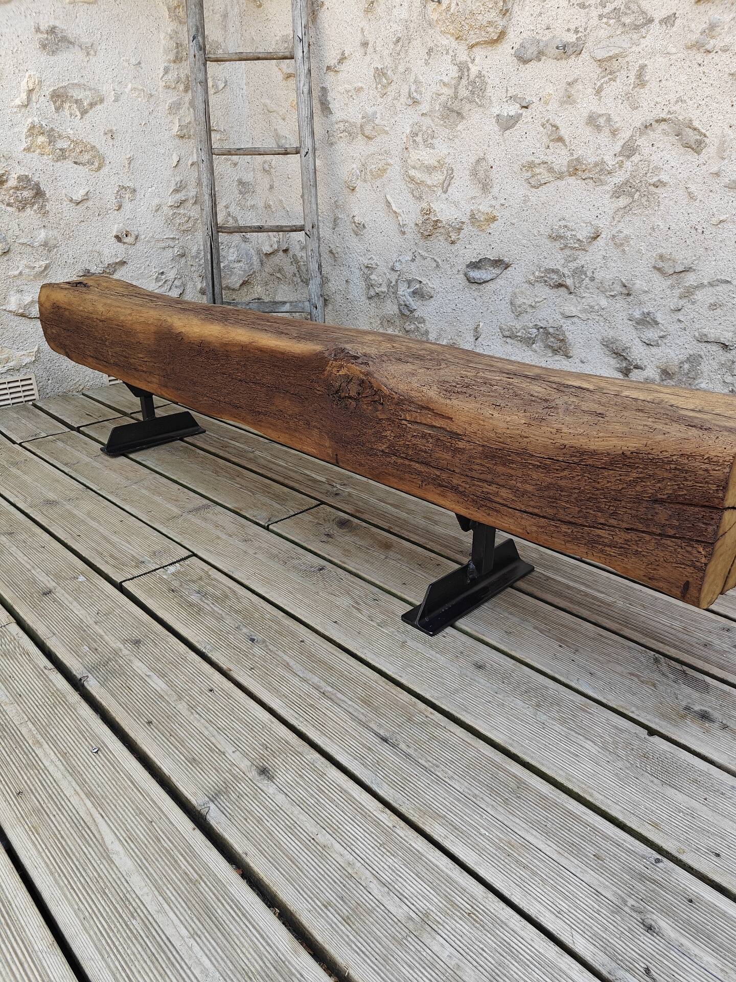 Brutalist oak bench