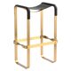 Tabouret de bar classique contemporain finition métallique en laiton vieilli et cuir noir