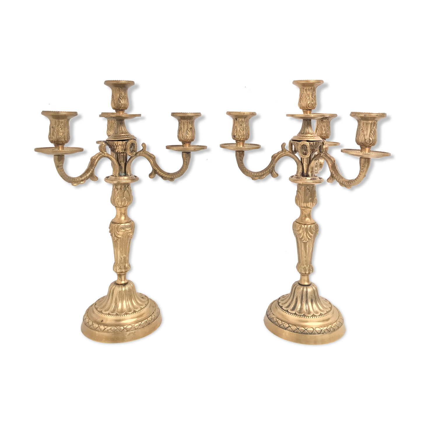 Brass candle holders 3 branches 4 fires