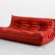 Togo sofa vintage red leather by Michel Ducaroy for Ligne Roset