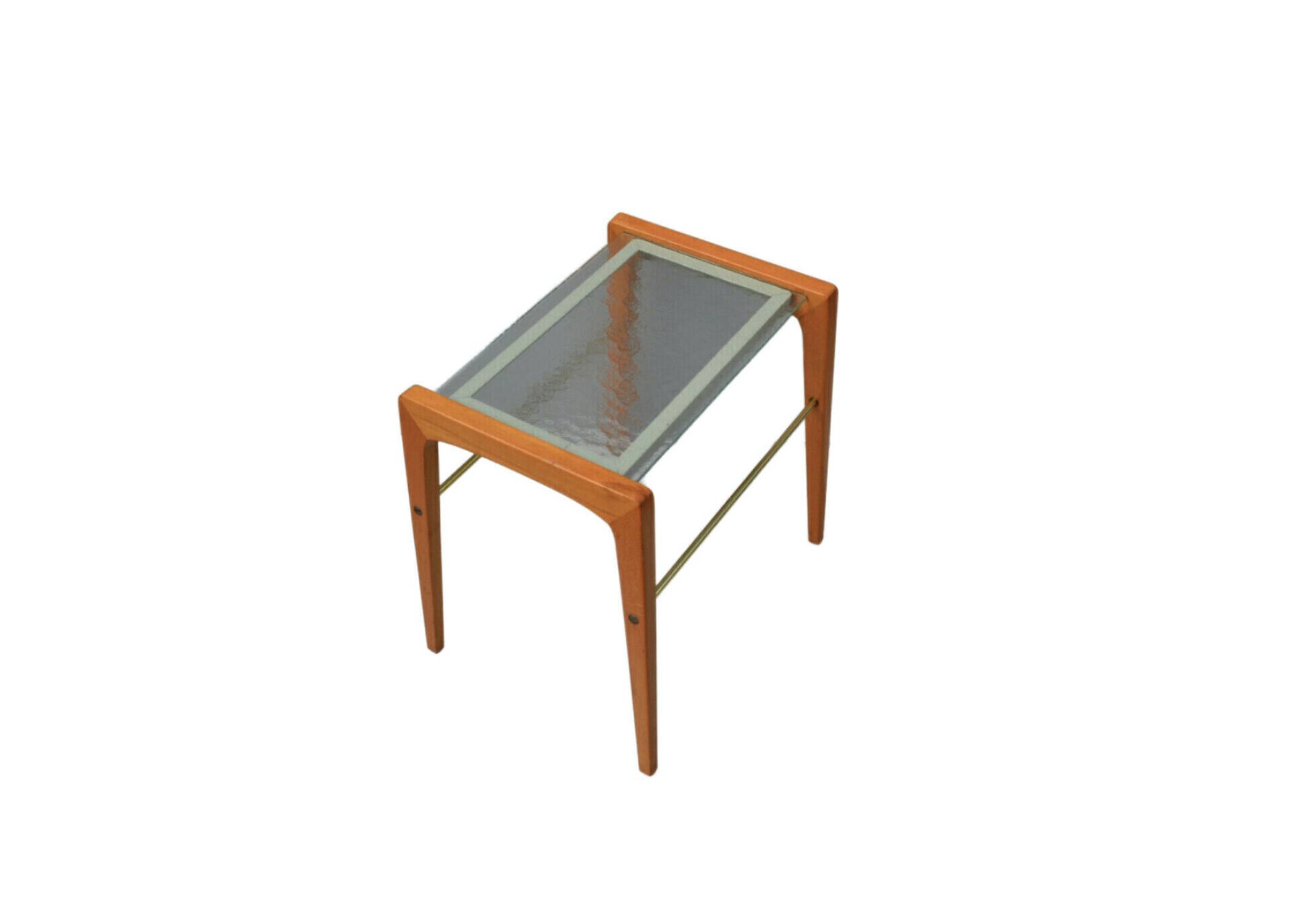 Vintage Danish Coffee Table Oak and Glass Top, Sweden Circa 1970's