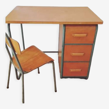 Bureau années 50 enfant et sa chaise