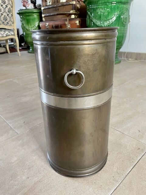 Vintage umbrella holder in brass and steel 1960 / 1970