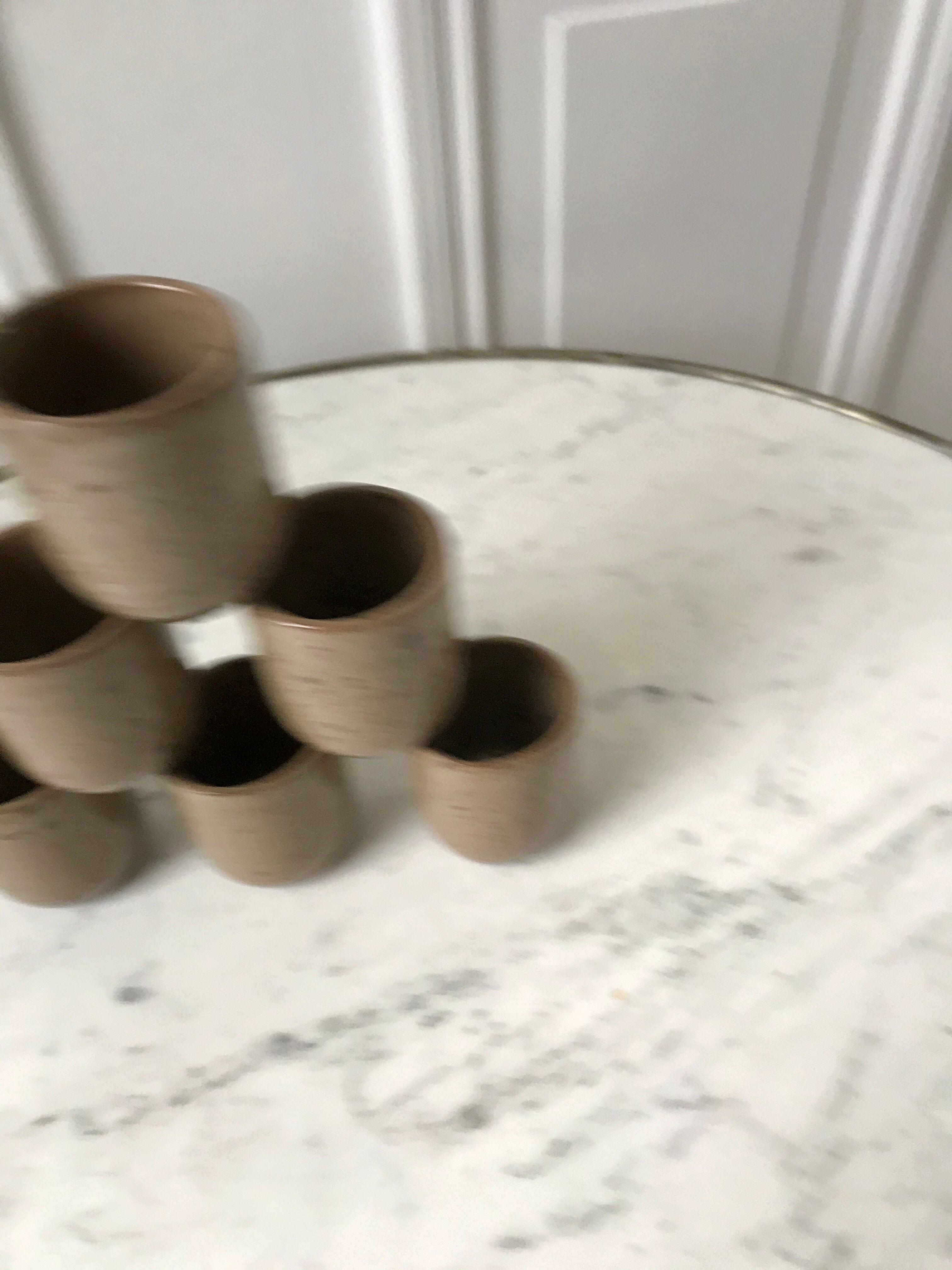 Set of 6 espresso cups in glazed stoneware 70s