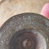 Old German bronze candle holders signed initial LR rocaille style XIXth vintage gilded
