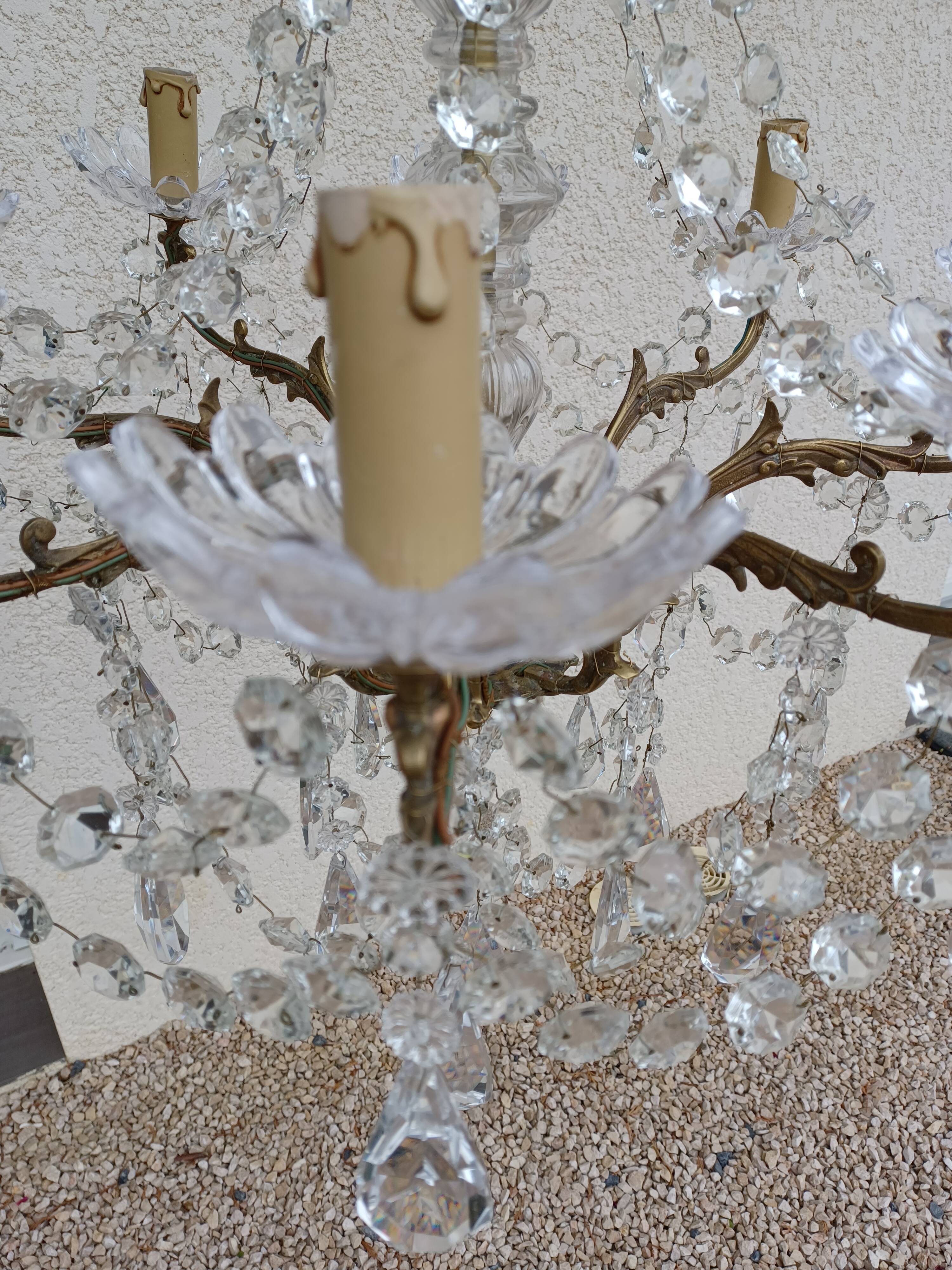 Lustre en bronze et cristal