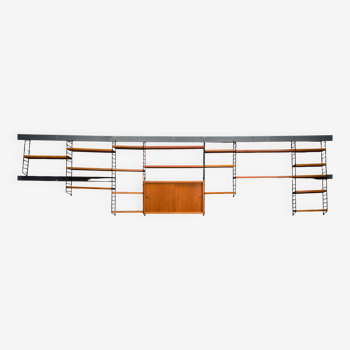 Modular Teak Wall Shelf by Nils Strinning for String, 1960s, Set of 29