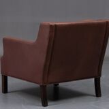 Three-seater leather sofa and one-seater armchair, scandinavian style