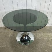 Table pied tulipe plateau verre fumé attribué à Gastone Rinaldi