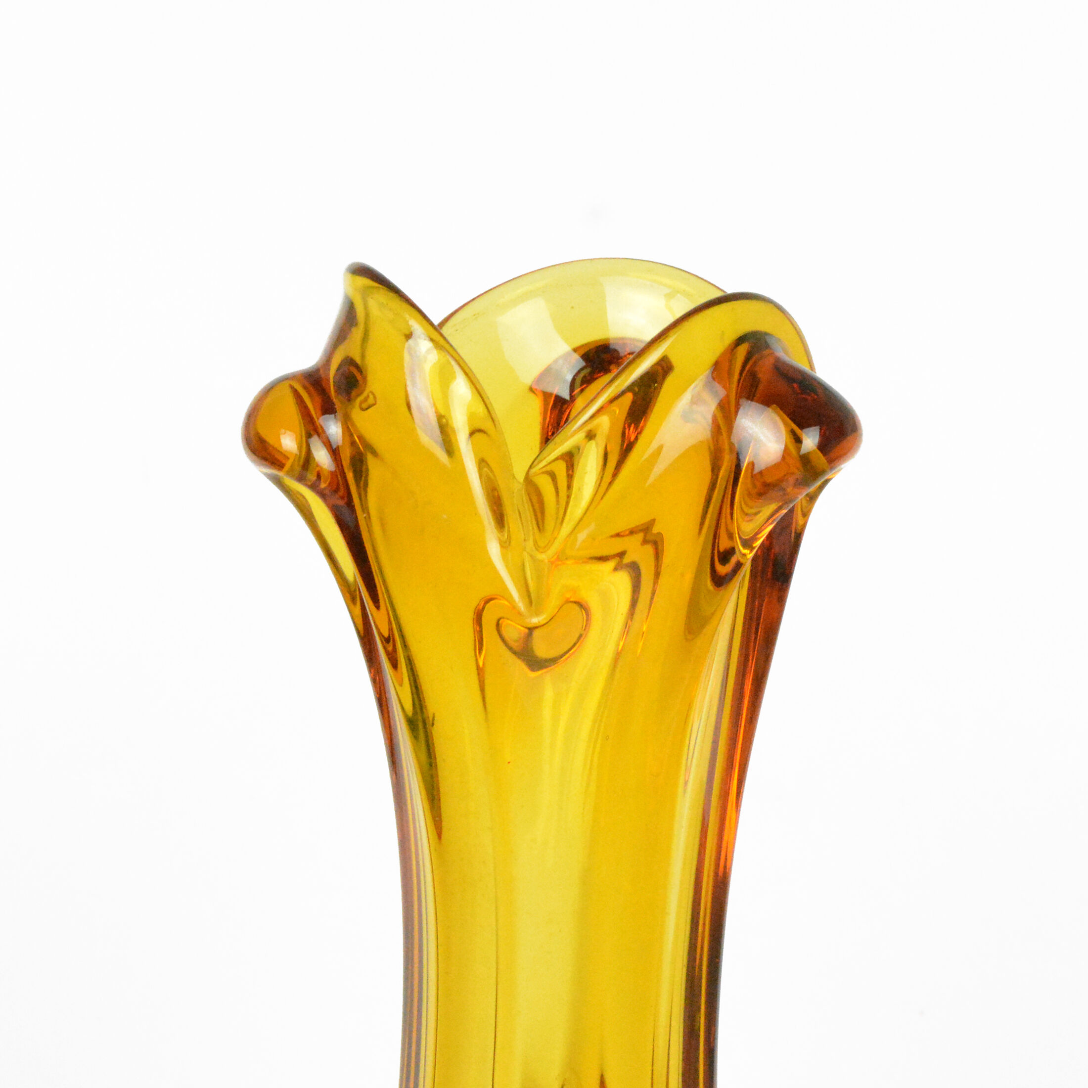 1960s modern hand-formed vase, so-called rwaniec Huta Szkła Hortensja, Poland