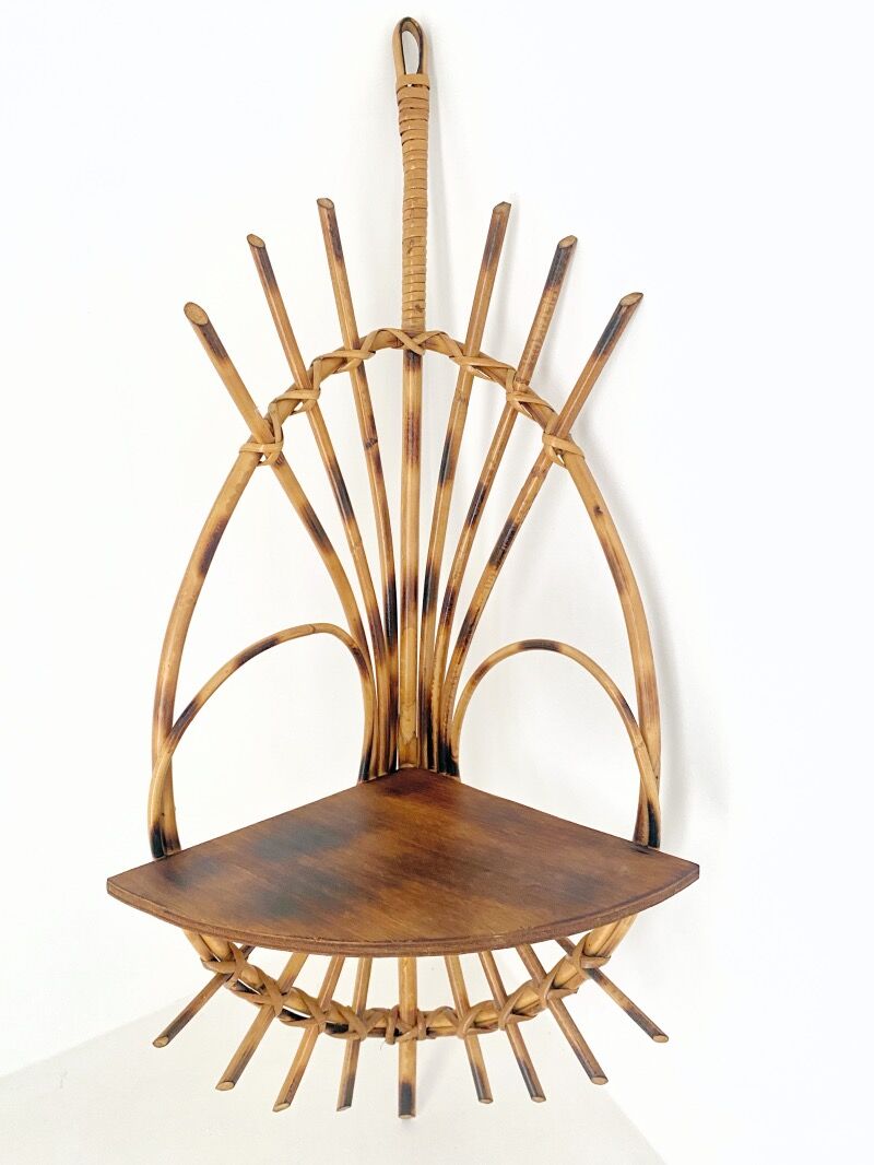 Rattan corner shelf