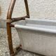 Vintage magazine holder in wood and canvas