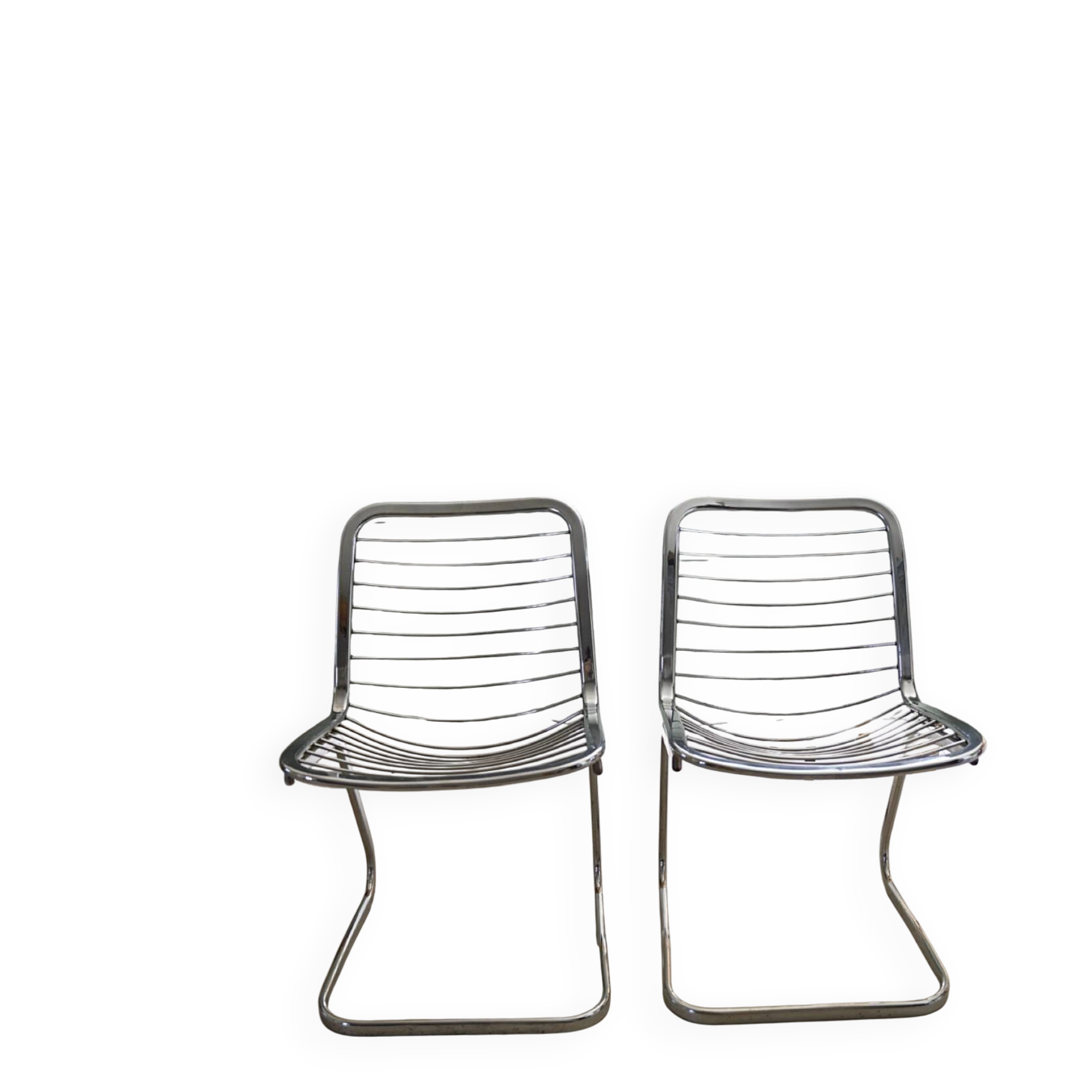 Lot 2 chaises métal chromé Gastone Rinaldi